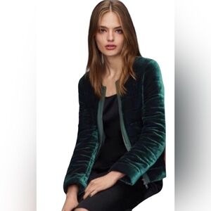 Eileen Fisher Emerald Green Fully Lined Quilted Zip Front Jacket Sz.S/P